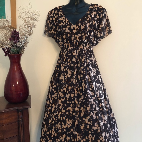 Vintage ivory brown prairie dress (S)